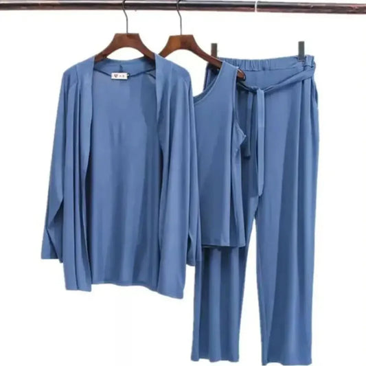 Long Sleeve Women Night Suit PJ Set 3 Pieces