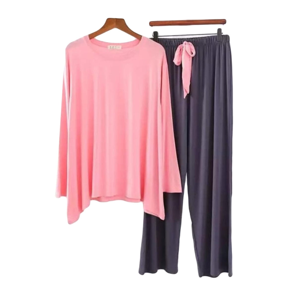 Pink & Grey 2 Pcs Stiched Long Wear