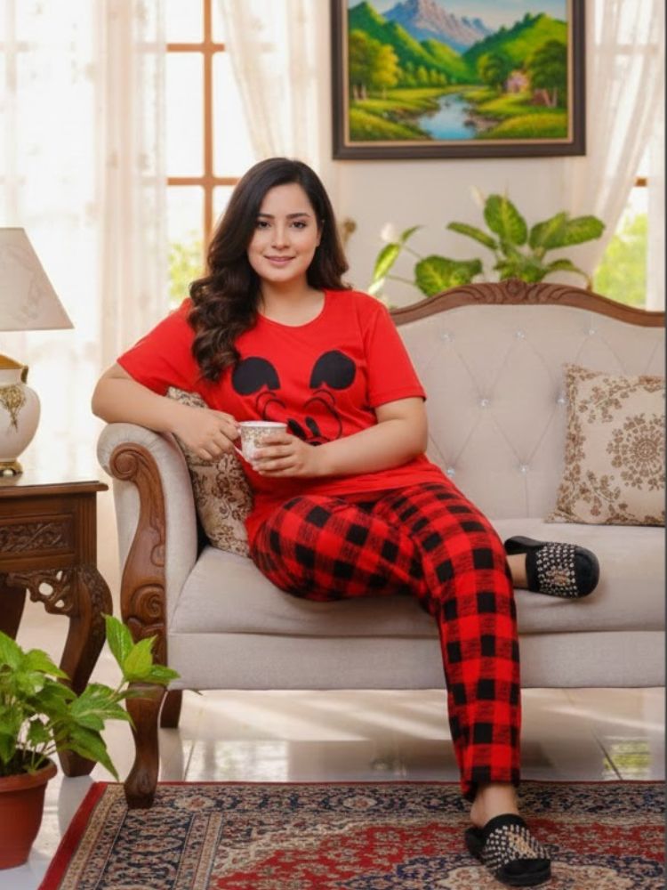 Women's Mickey Mouse Printed Suit - Red