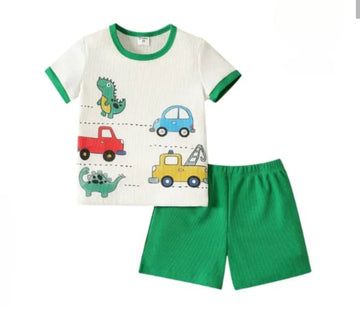 Green white Truck shorts set