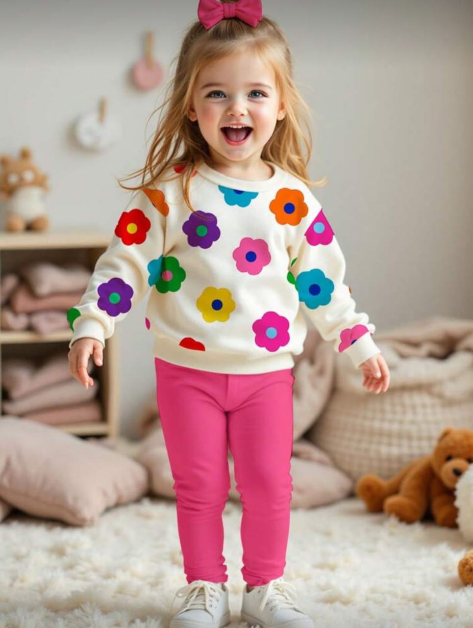 Baby Girl Flowers Printed Winter Kids Tracksuit