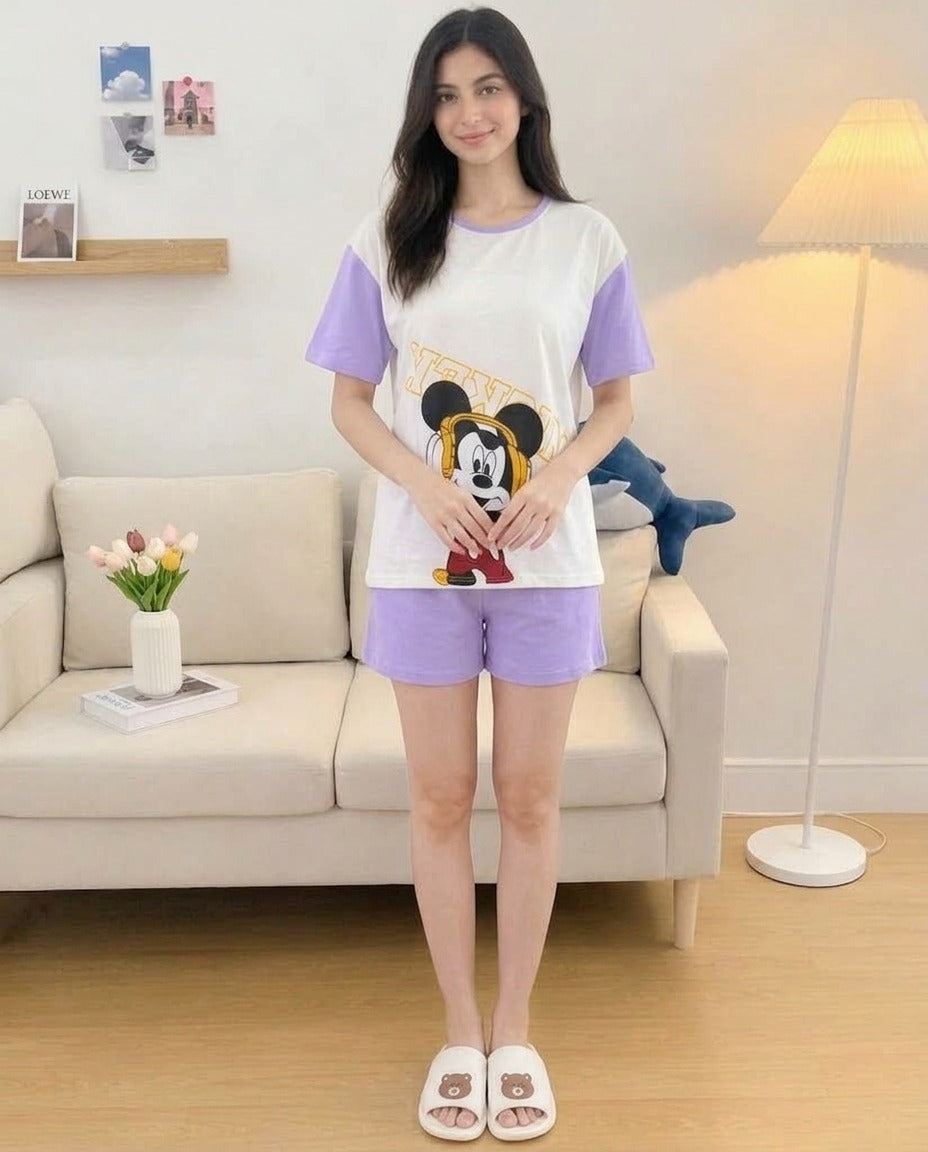 Lilac Mickey Mouse Short Set