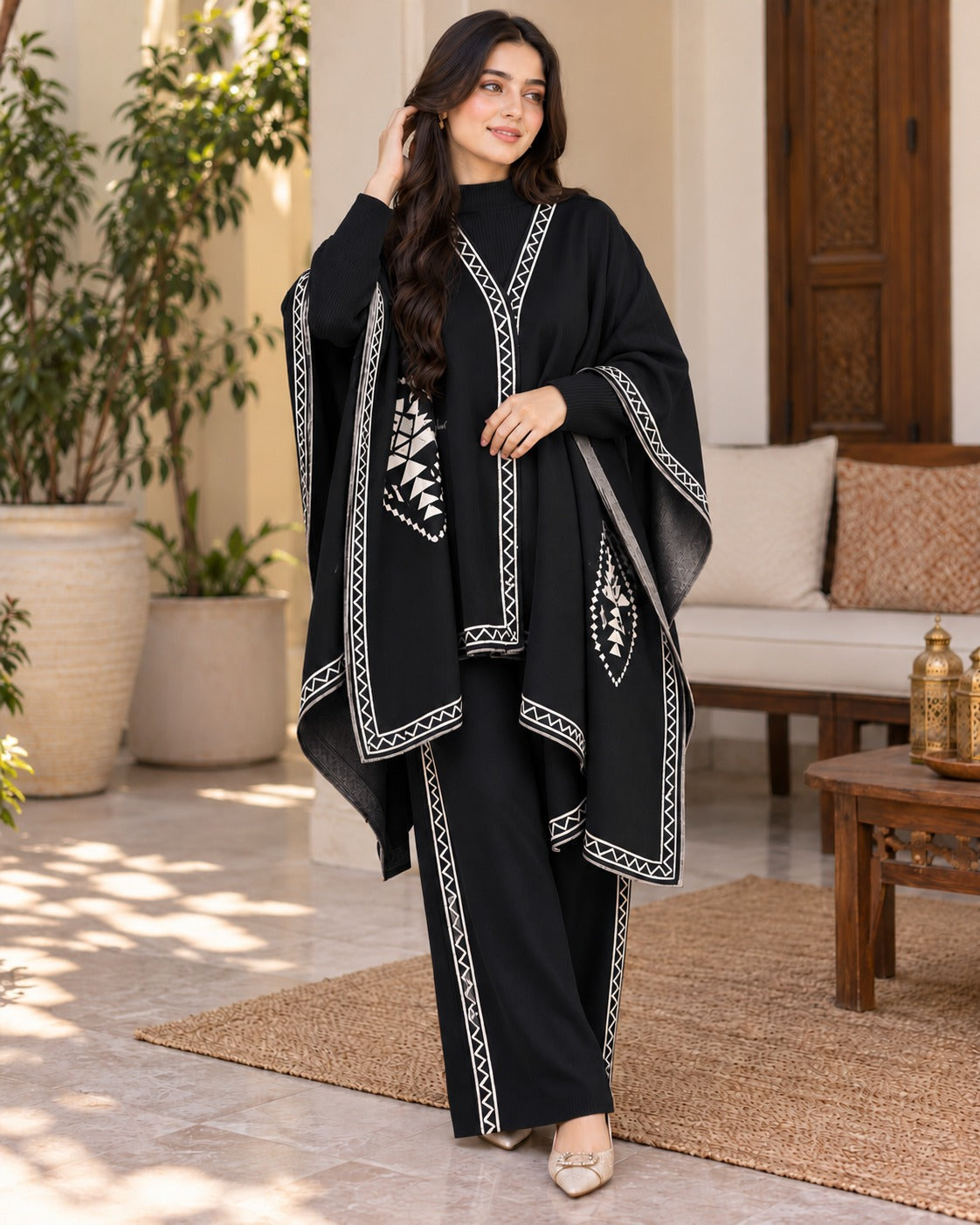 Black Cape-Style Co-Ord Set