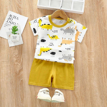 Sz 005 - Yellow & White -Dino Print