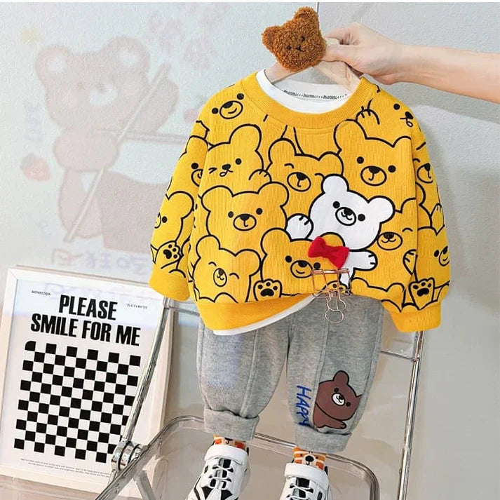 TEDDY KIDS PANEL TRACKSUIT Yellow & Grey