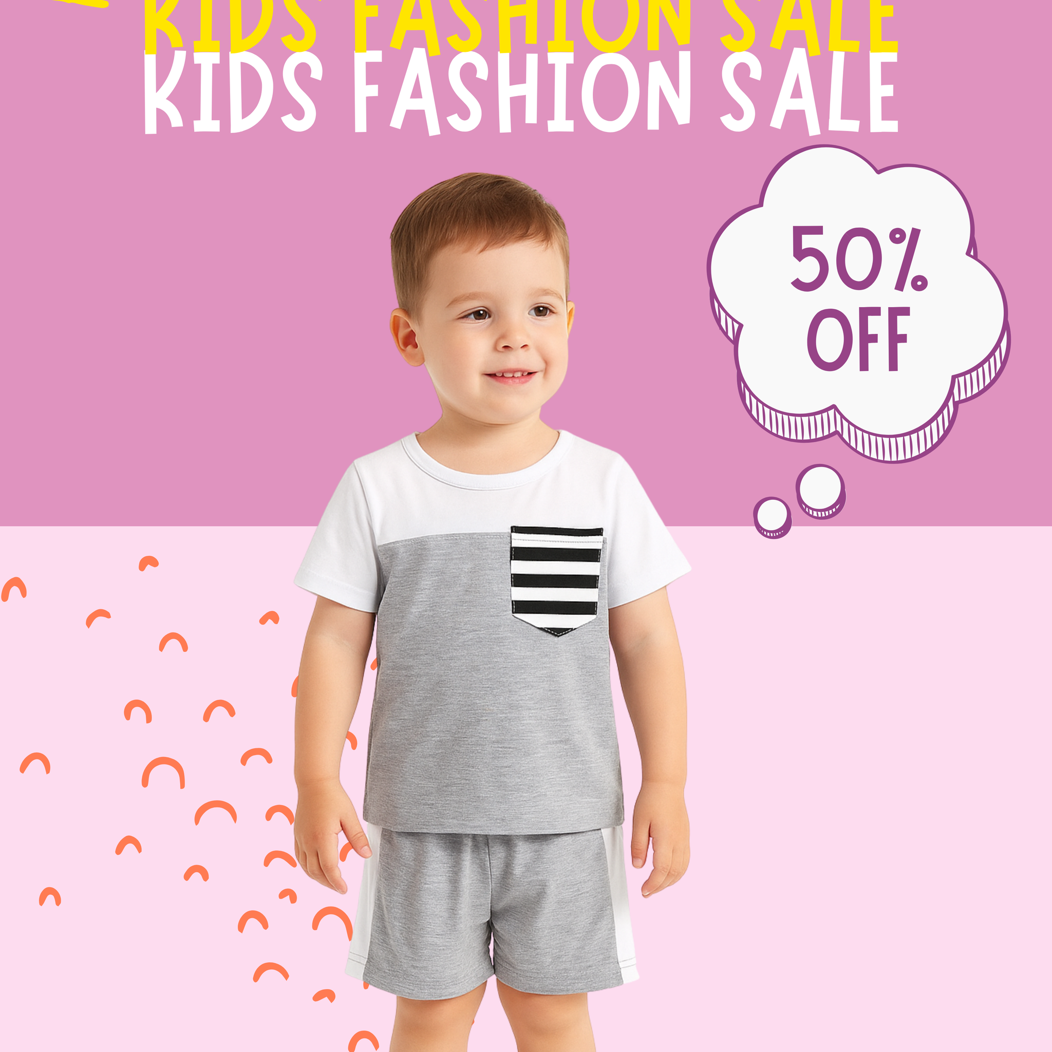 Gray Pocket Print Kids Short
