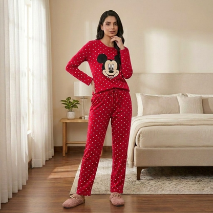Red Mickey Mouse Woman Pajama Set
