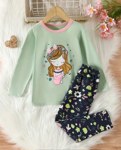 Green Barbie Printed Girls Kids Wear