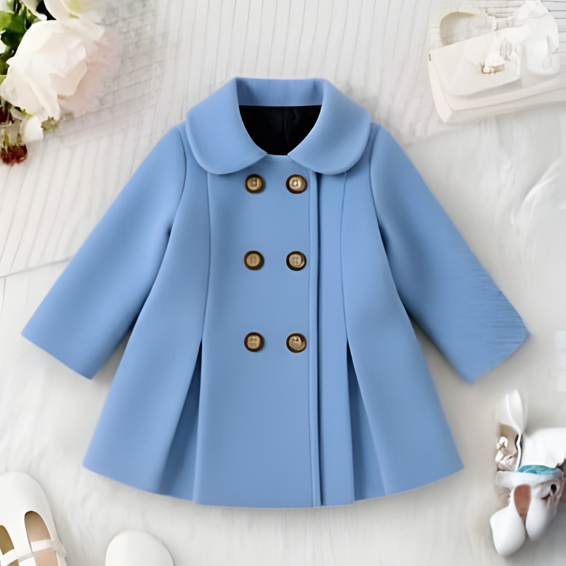 Luxury Sky Blue Princess Coat for Baby Girls
