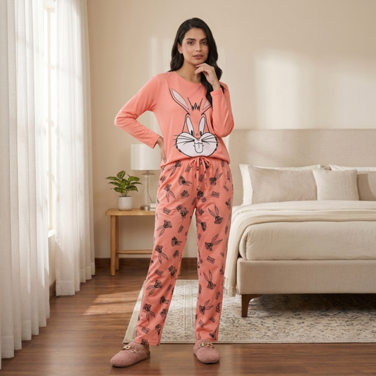 Pink Buggs Bunny Contrast Print PJ Set