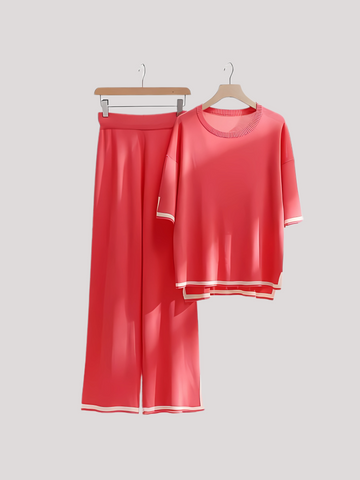 Two Piece Set Pants Sets Ice Knitted Outfits for Women Sleeve Summer Pajama Suit
