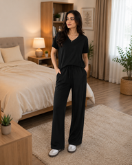 V-Neck Wide-Leg Women’s Lounge Set