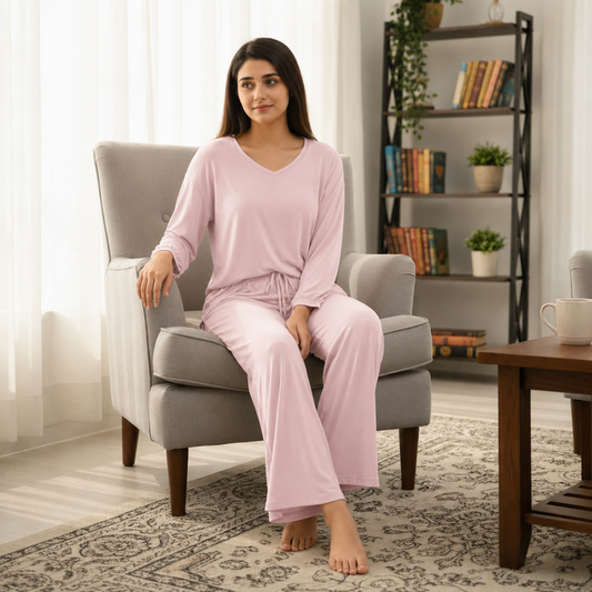 Pink Palazzo Lounge Wear For Women PJ Set ARTICLE NO# 52