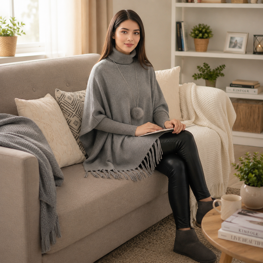 Grey  Poncho