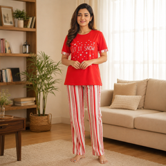 Let it Snow Woman Pajama Set Red