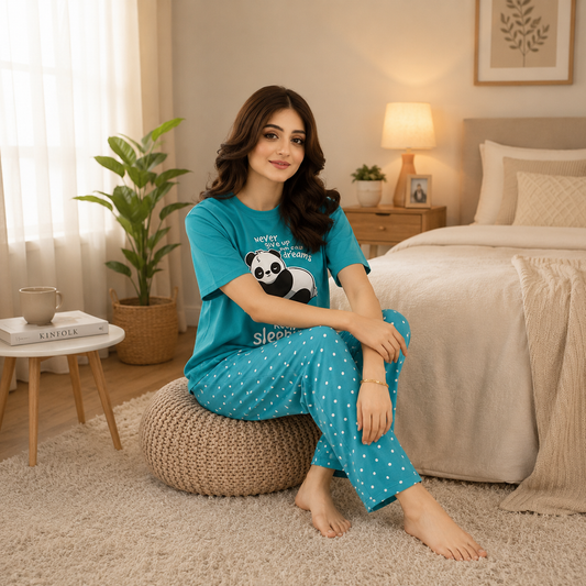 NEVER GIVE UP ON YOUR DREAM HALF SLEEVES NIGHTWEAR