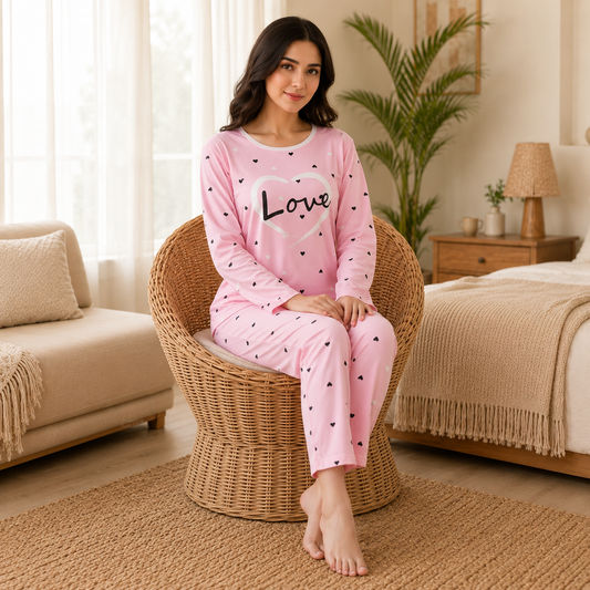 Pink Love Women Nightsuit PJ