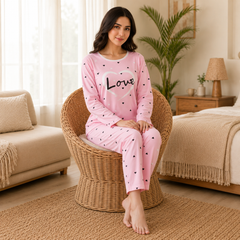 Pink Love Women Nightsuit PJ