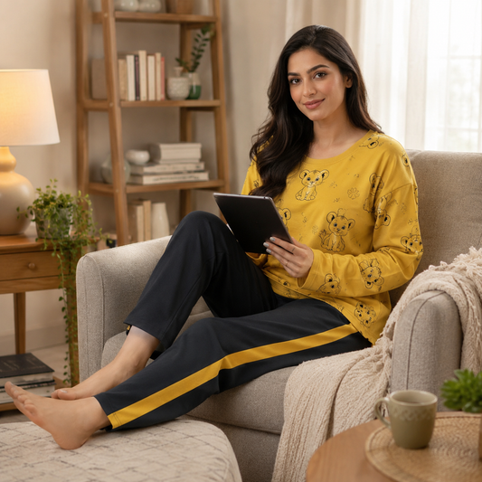 Yellow Lovers Women Nightsuit PJ Set