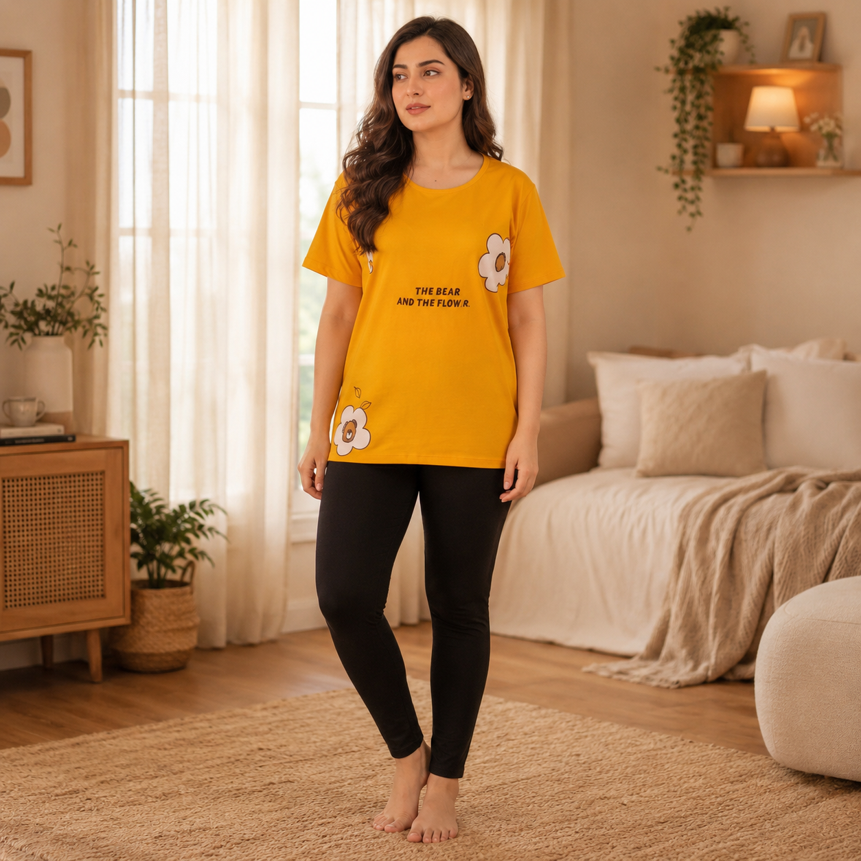 Yellow Bear And The Flower Ladies Nightsuit