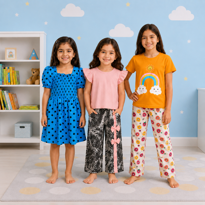 Girls' 3-Piece Complete Wardrobe Essentials: Party, Play, & Sleep Set