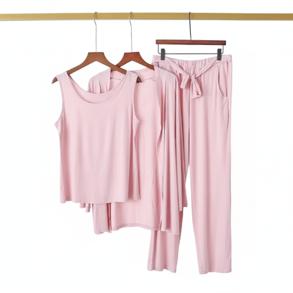 Long Sleeve Women Night Suit PJ Set 3 Pieces