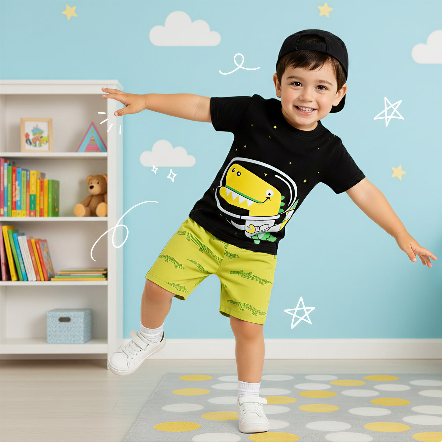 Black & Lemon Dragon Printed Shot Set