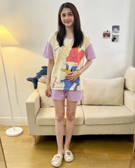 Lilac Daisy Duck Short Set