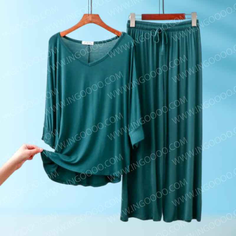 Bottle Green V-Neck Women Night Suit PJ Set ARTICLE NO# 56