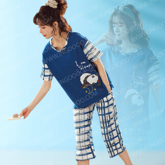 Blue I am Sleepy Woman Pajama Set