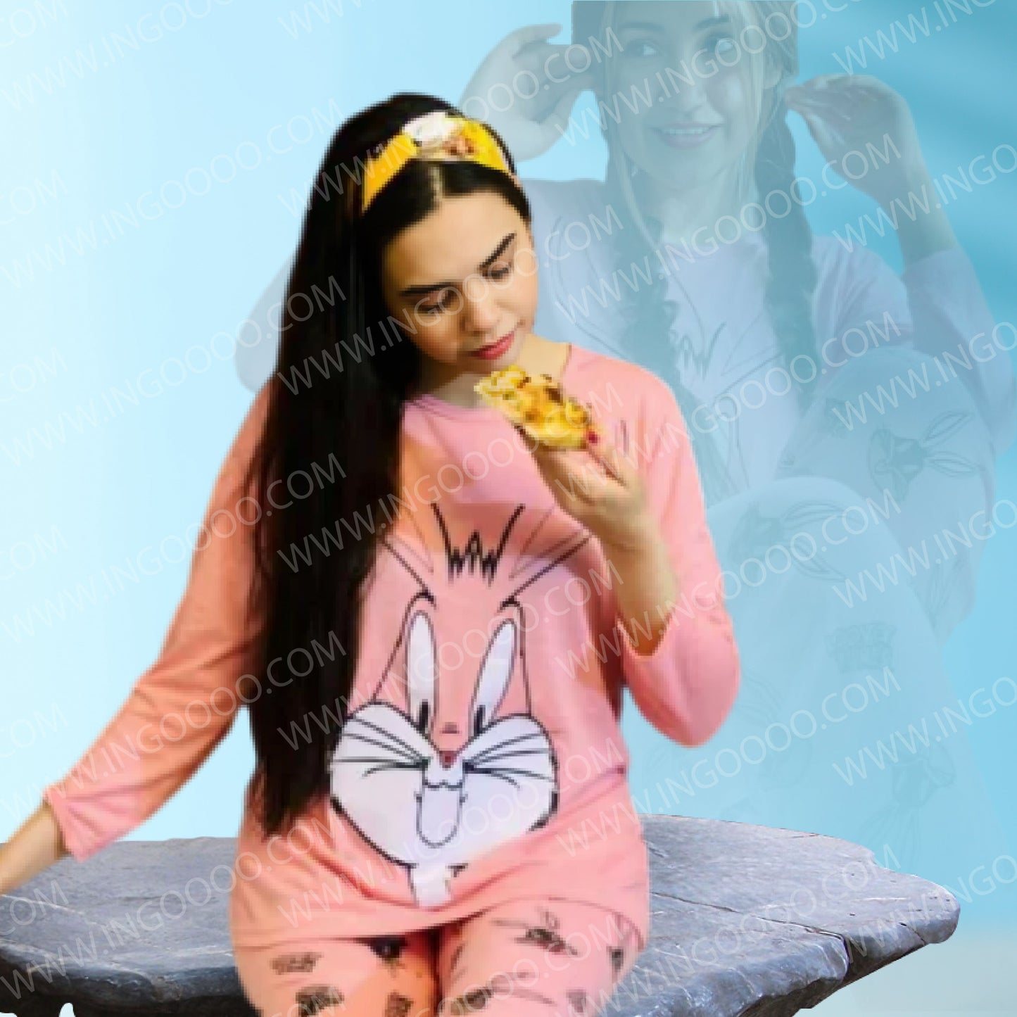 Pink Buggs Bunny Contrast Print PJ Set