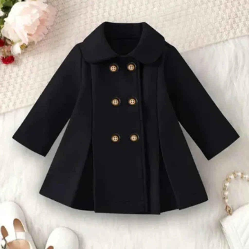 Luxury Black Princess Coat for Baby Girls