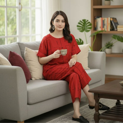 Women Half Sleeves Printed Capri Set