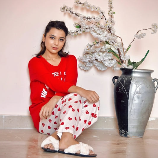 RED THE MORE I GROW HEARTS WOMAN PAJAMA SET