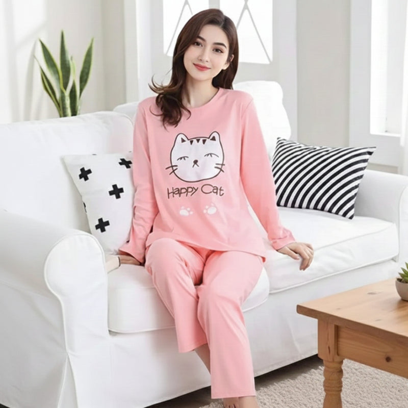 Pink Happy Cat Night Suit