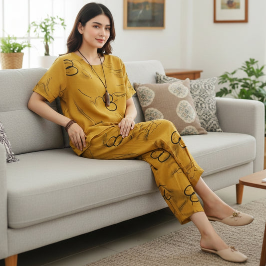 New Article Women Half Sleeves Printed Capri Set