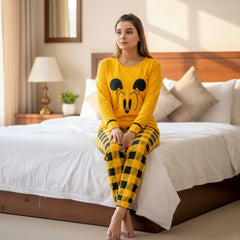 Mustard Contrast Check Woman Pajama Set