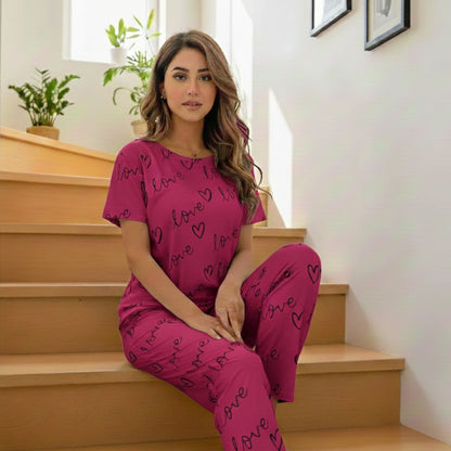 LOVE PRINTED HALF SLEEVE NIGHT WEAR
