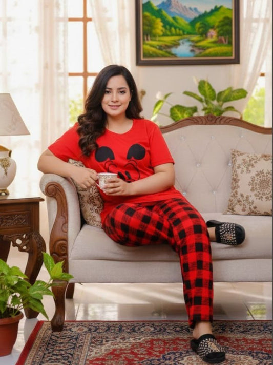 Women's Mickey Mouse Printed Suit - Red