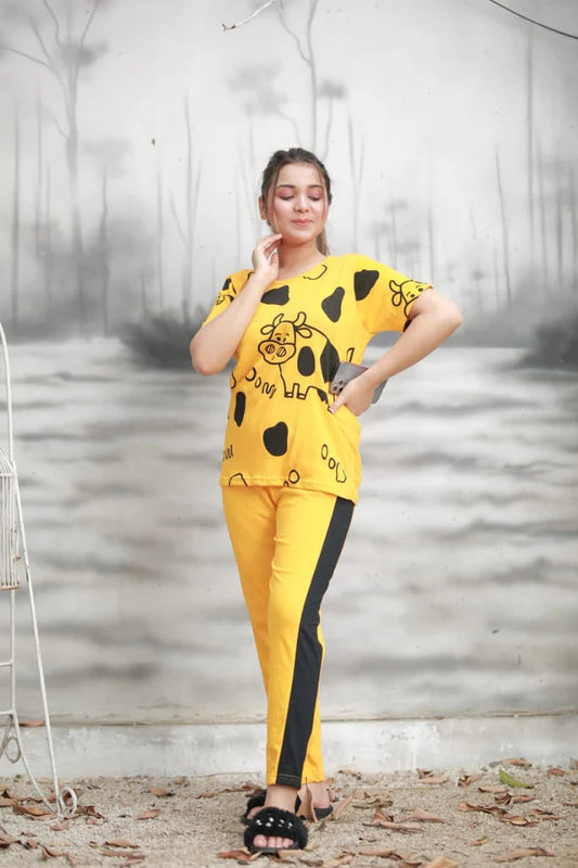 Yellow Cow Female Night Suit