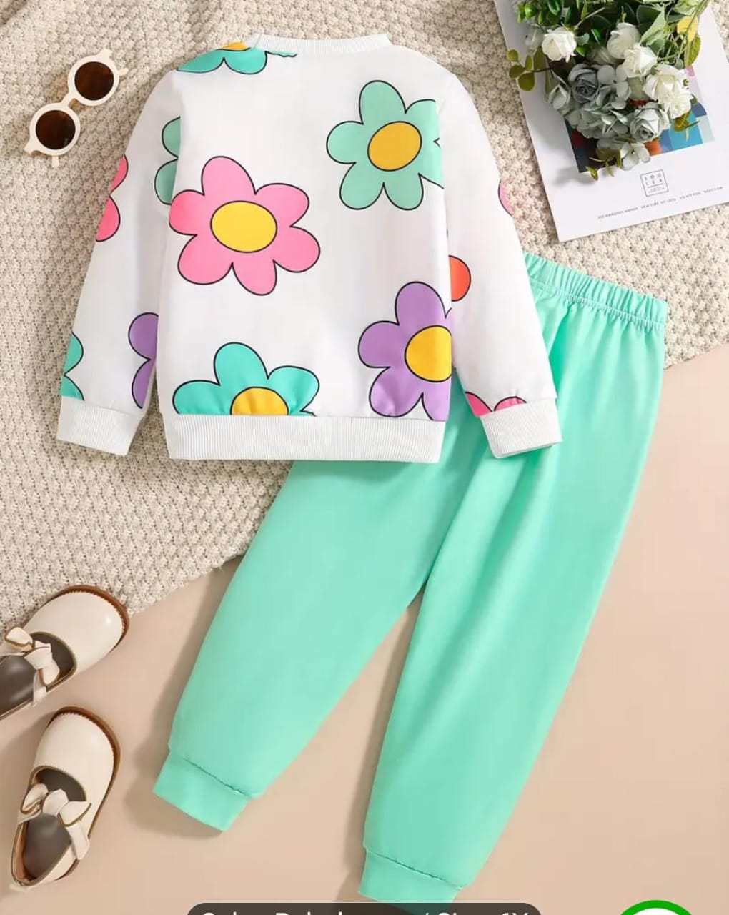 Multi Flowers Printed Winter Kids Tracksuit