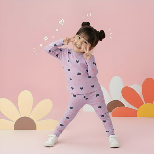 Purple Hearts Kids Nightsuit