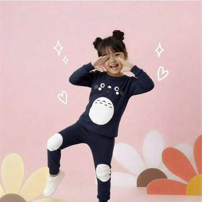 NAVY BLUE PENGUIN PRINT KIDS NIGHT SUIT BABY & BABA