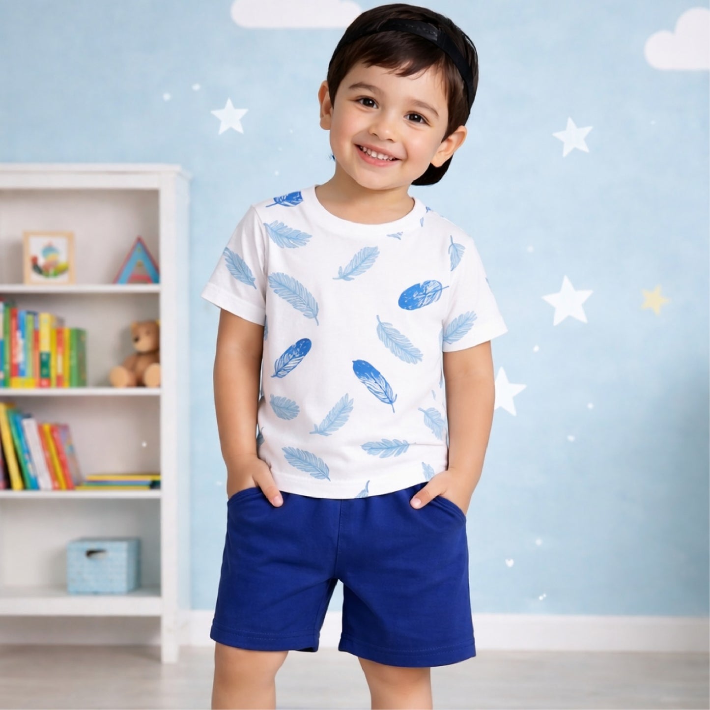 White Feather Short Set  Kids Fashion