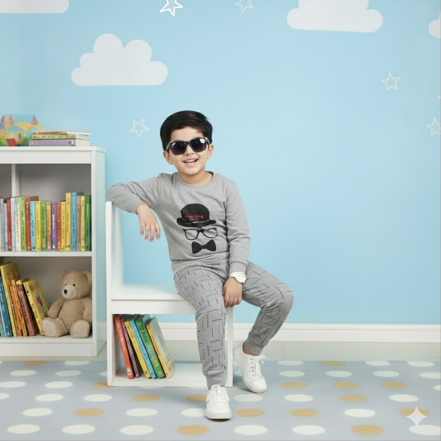 Grey Detective Printed Kids Wear