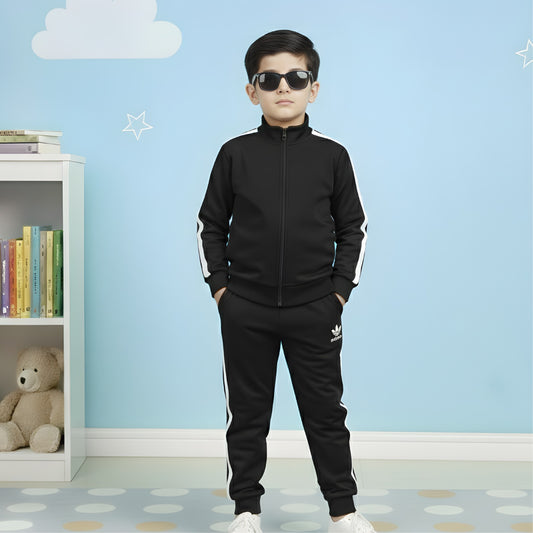 Black Stripe Kids Tracksuit