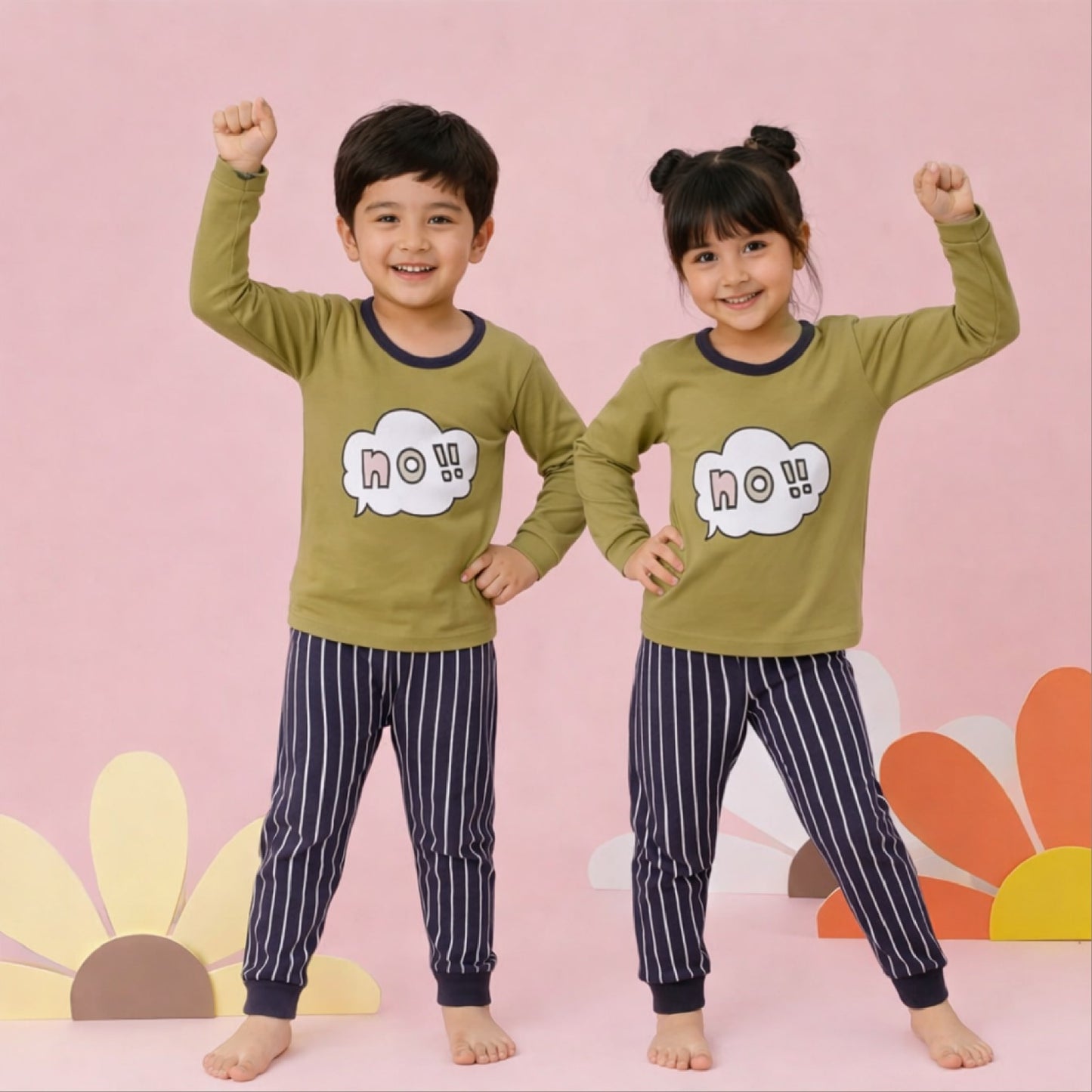 Green And Black NO ! Printed Kids Wear