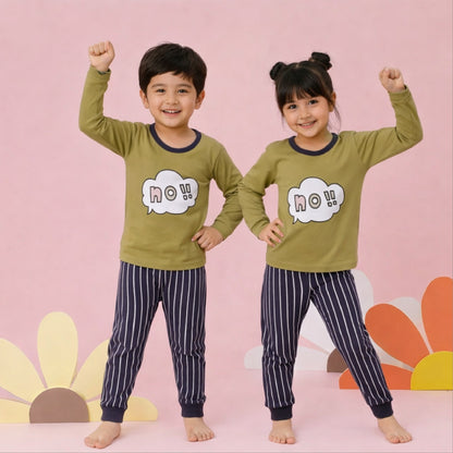 Green And Black NO ! Printed Kids Wear