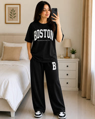 Black Boston Graphic Co-Ord Set
