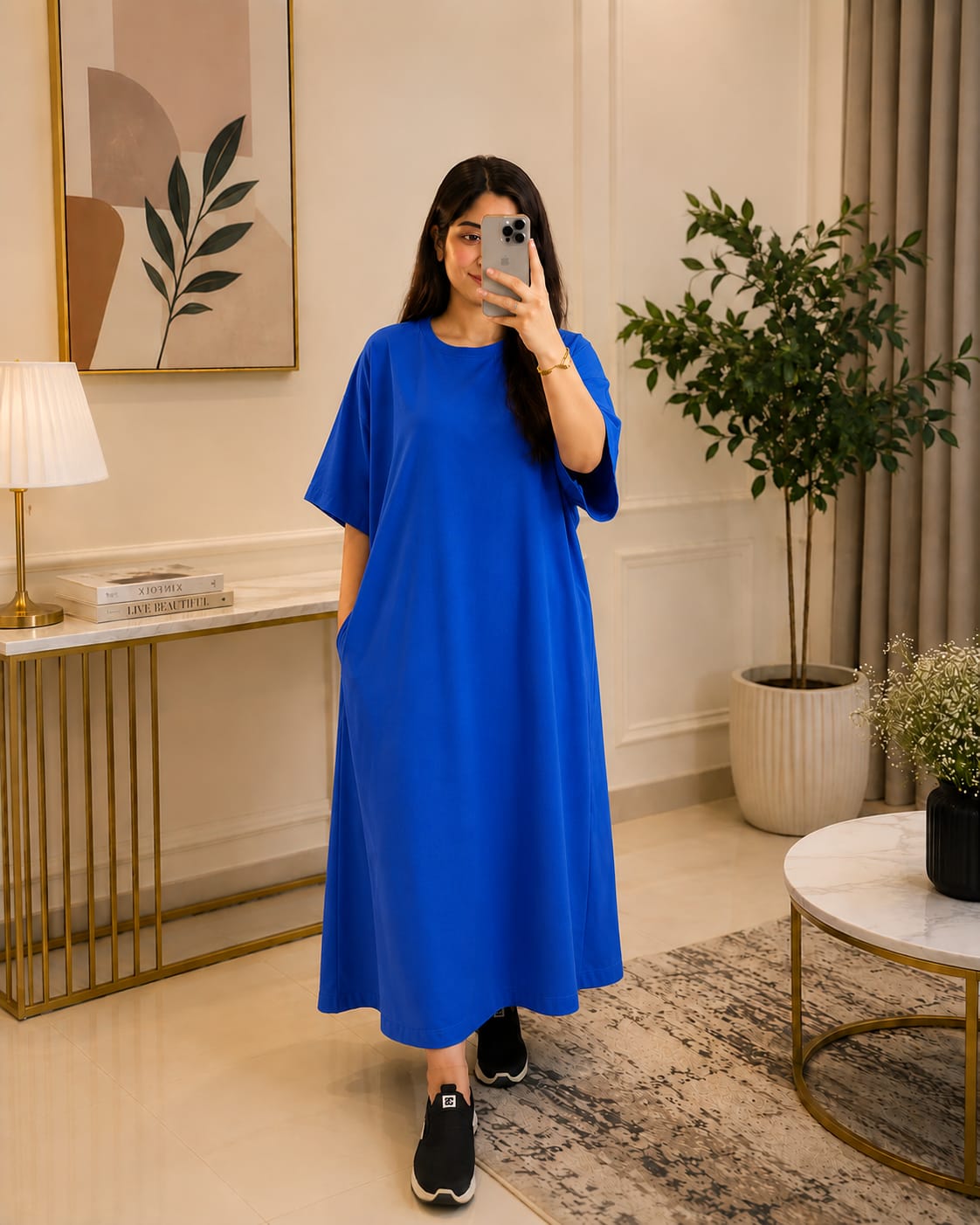 Royal Blue Oversized Pocket Maxi Dress